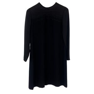 Donna Morgan Petites Women's Dress Size 10 Black Sheer Sleeve Lace Trim Sheath